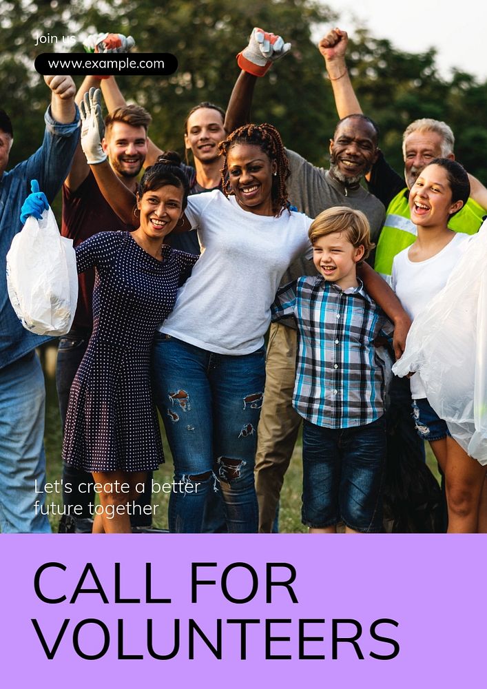 Call for volunteers poster template, editable text and design