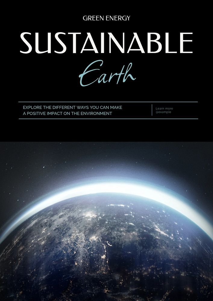 Sustainable earth  poster template, editable text and design