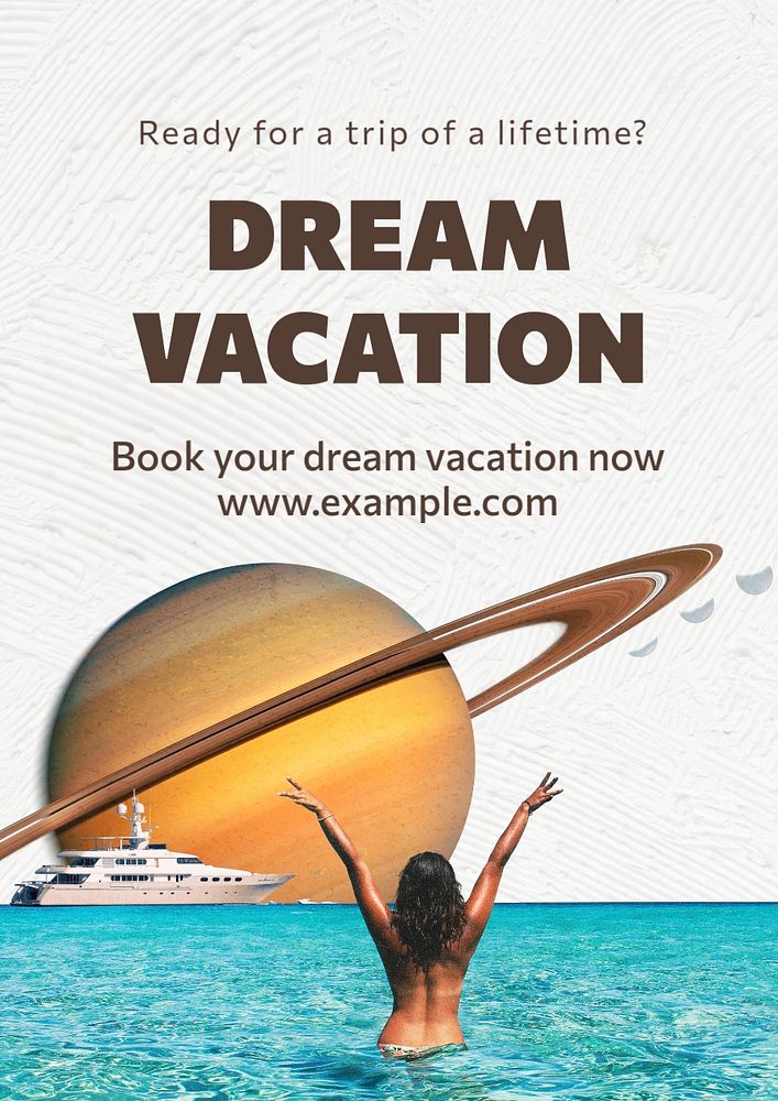 Dream vacation  poster template, editable text and design