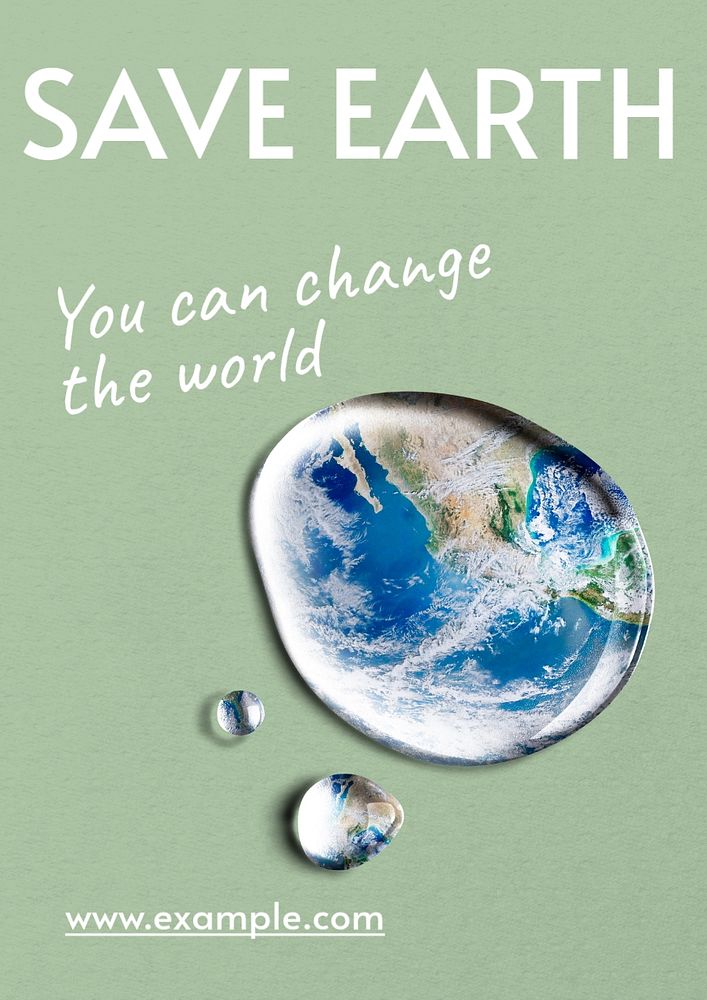 Save earth poster template, editable text and design