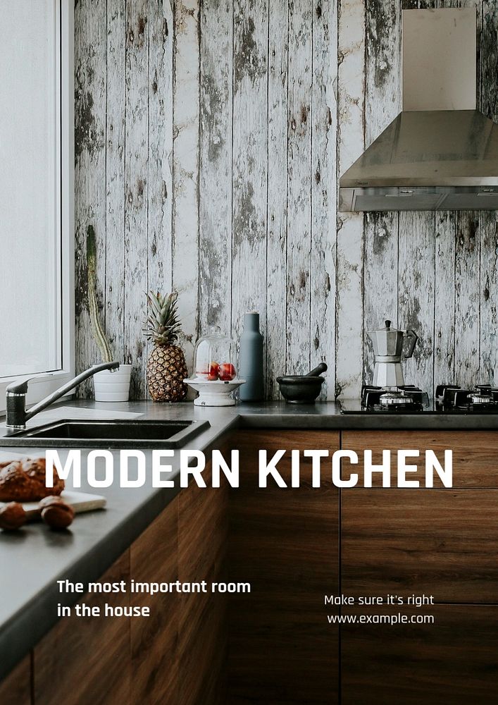 Kitchen design poster template, editable text and design