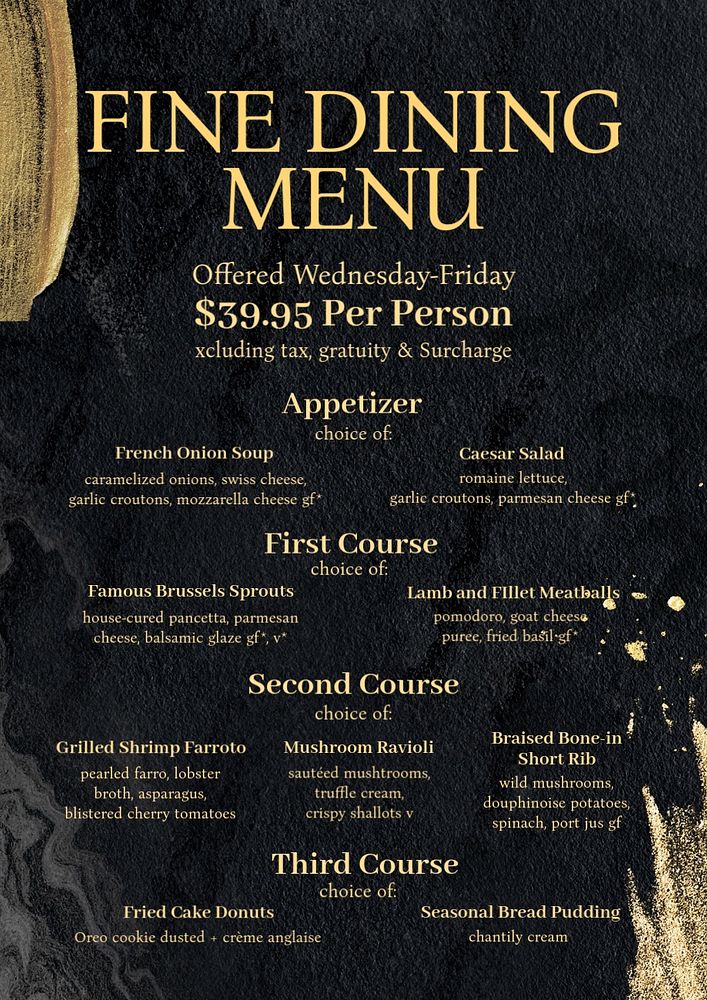 Restaurant menu poster template, editable text and design