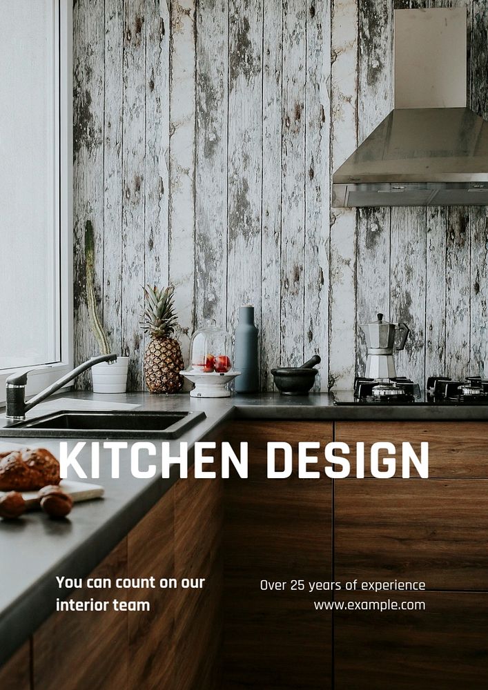 Kitchen design poster template, editable text and design