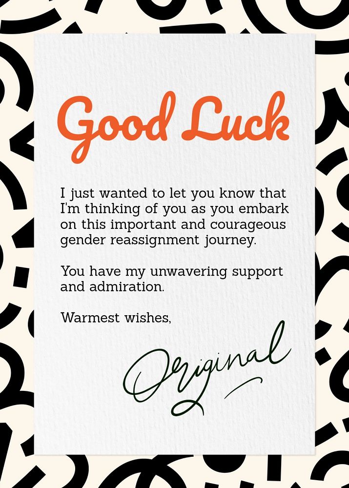 Good luck poster template, editable text