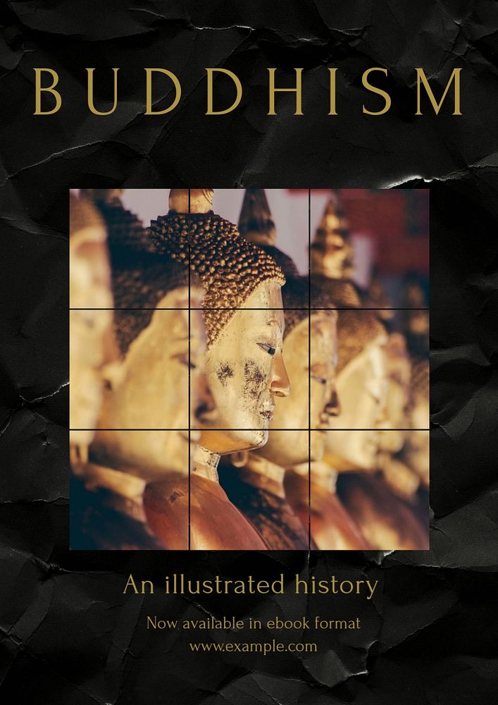 Buddhism history poster template, editable text and design