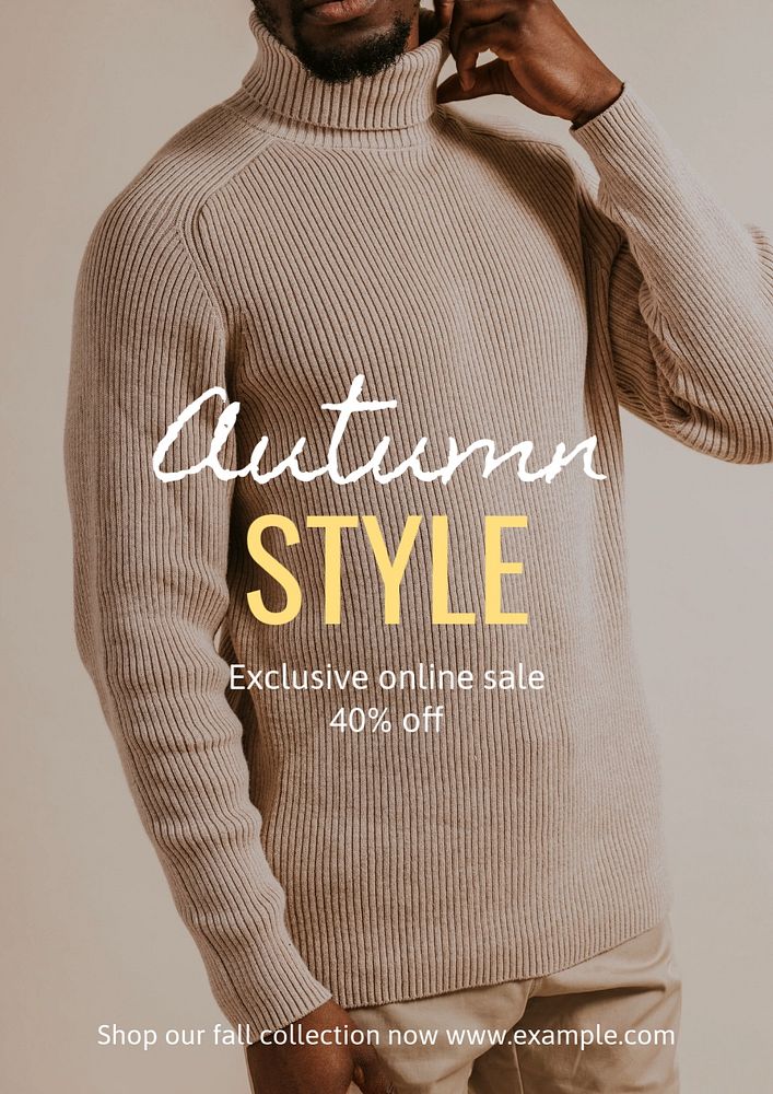 Autumn style poster template, editable text and design