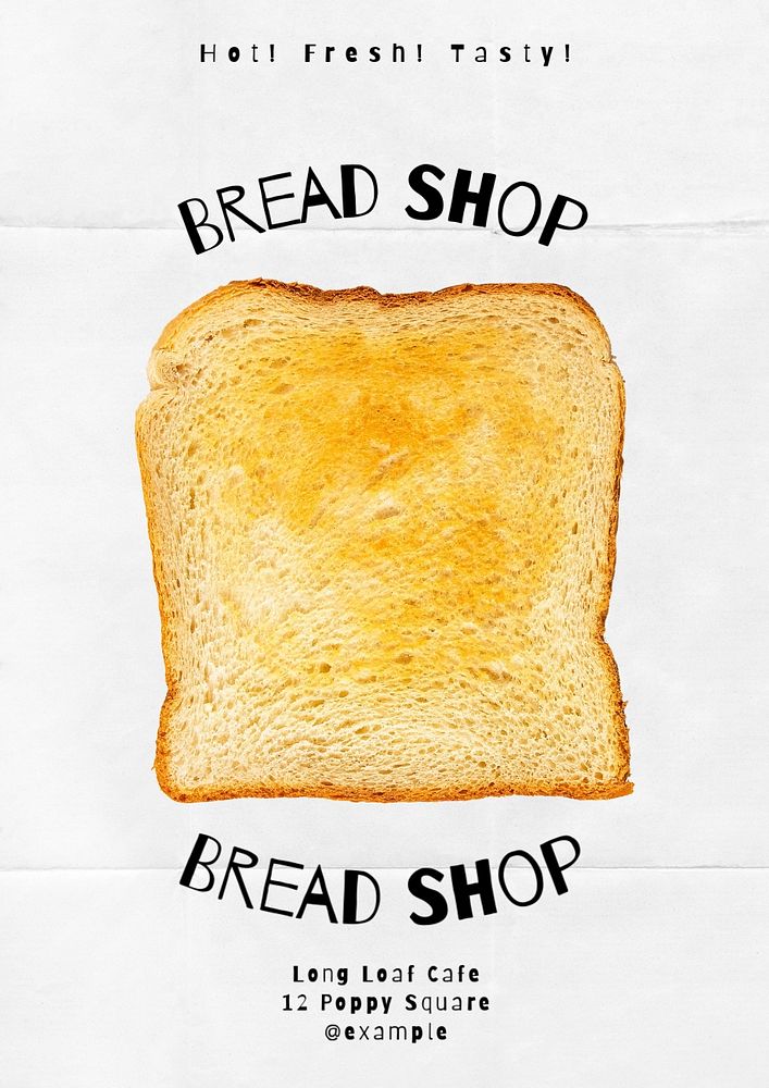 Bread shop poster template, editable text and design