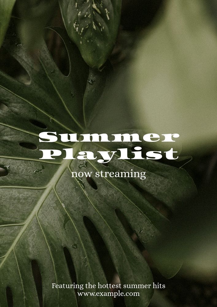 Summer playlist poster template, editable text and design