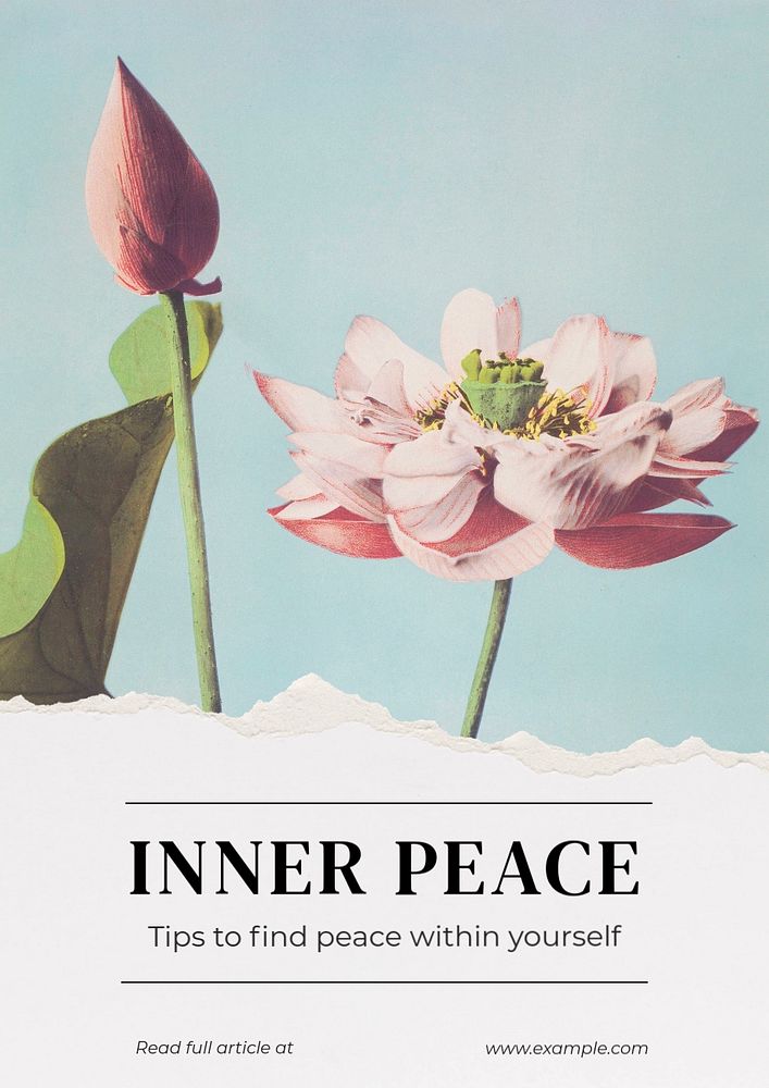 Inner peace poster template, editable text and design