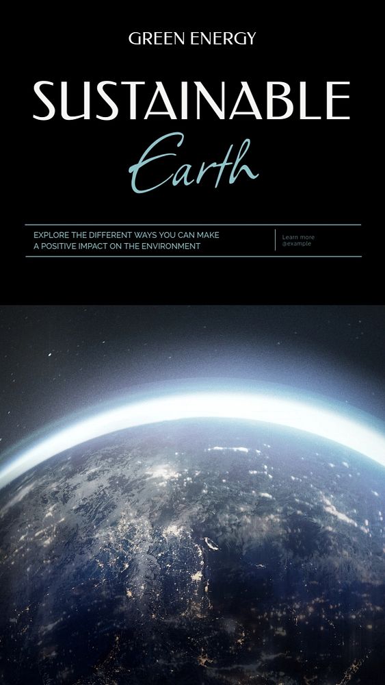 Sustainable earth  Instagram story template, editable text