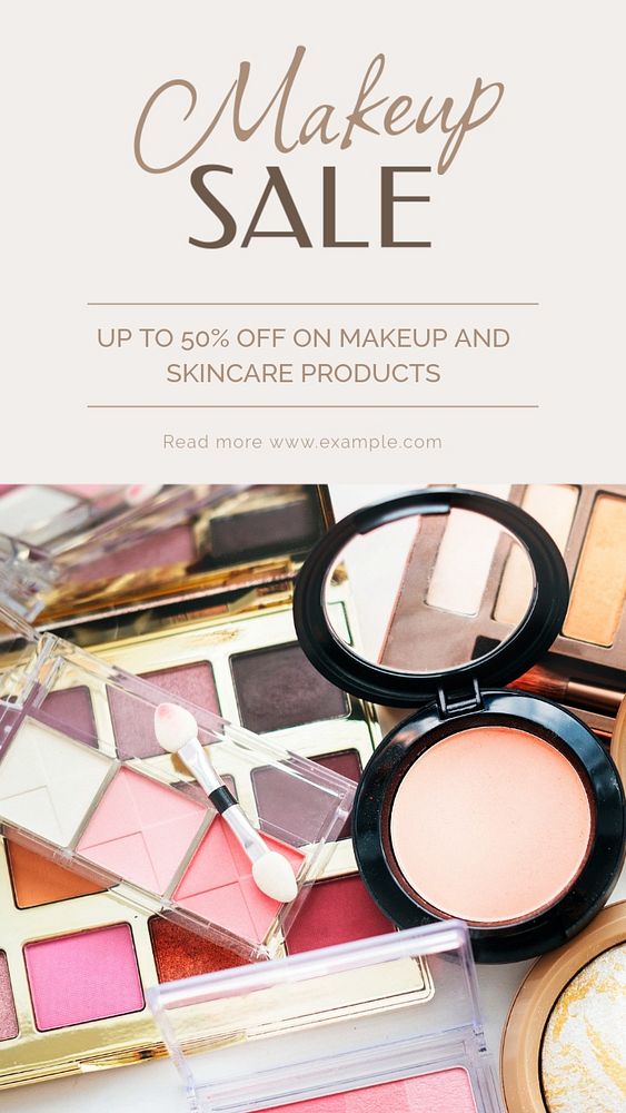 Makeup sale  Instagram story template, editable text