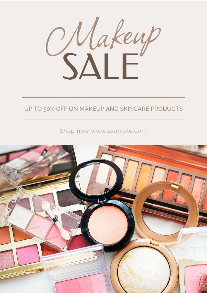 Makeup sale  poster template, editable text and design