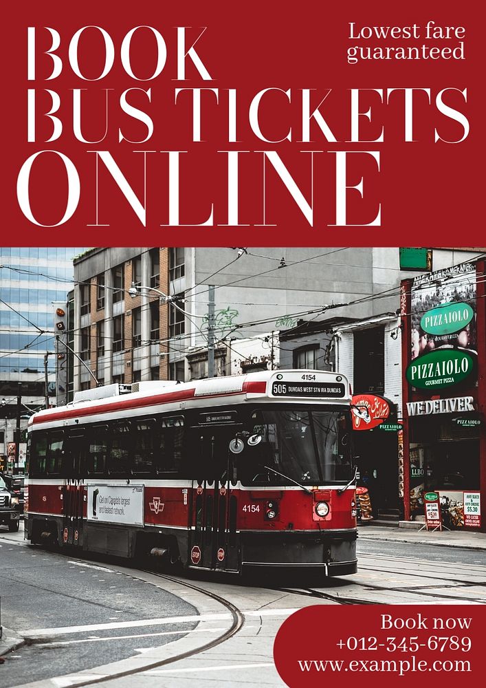 Bus tickets poster template, editable text and design