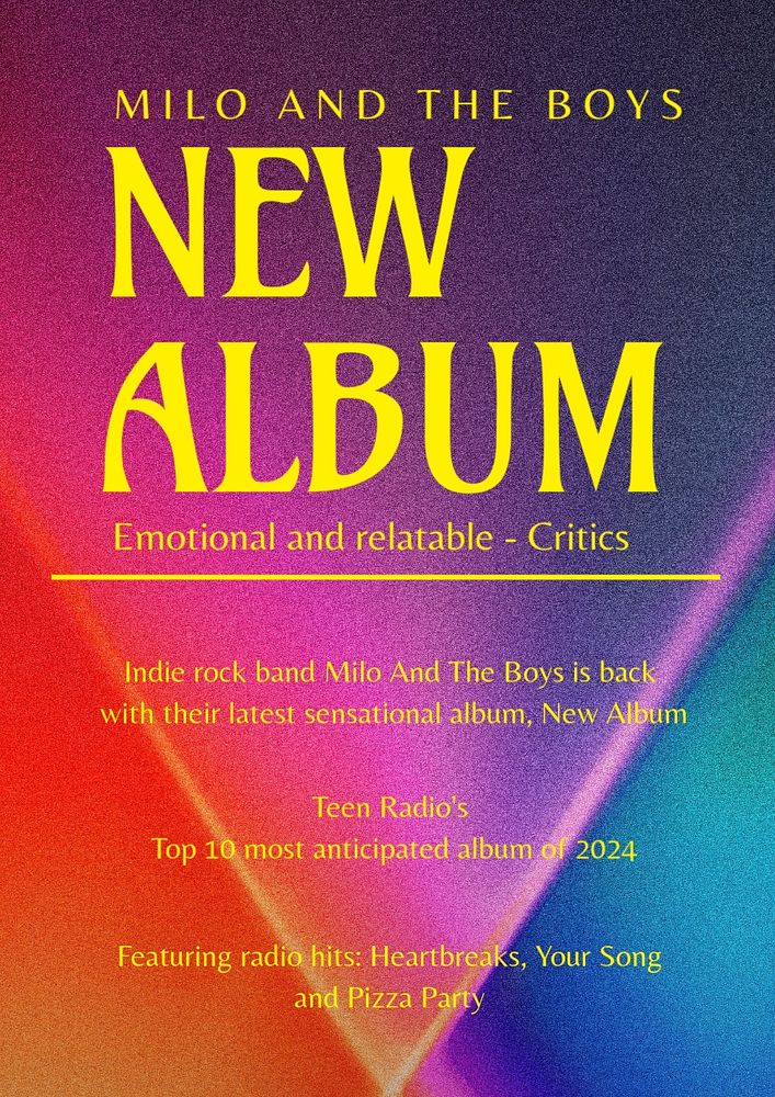 New album poster template, editable text and design