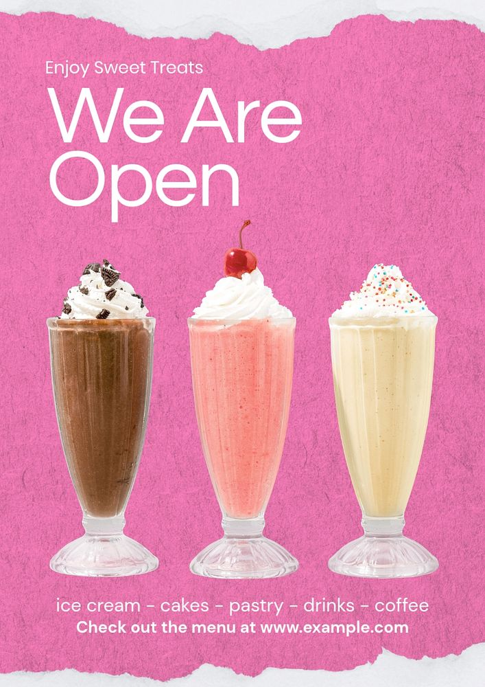 We are open poster template, editable text and design