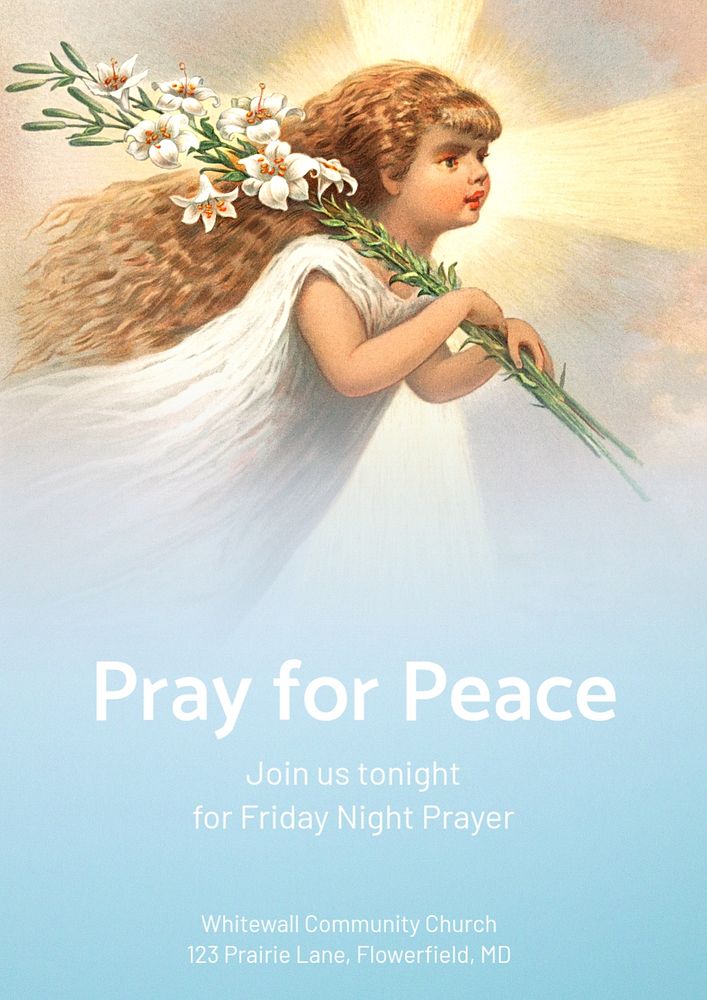 Pray for peace poster template, editable text and design