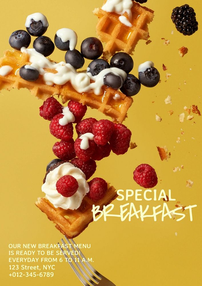 Special breakfast poster template, editable text and design