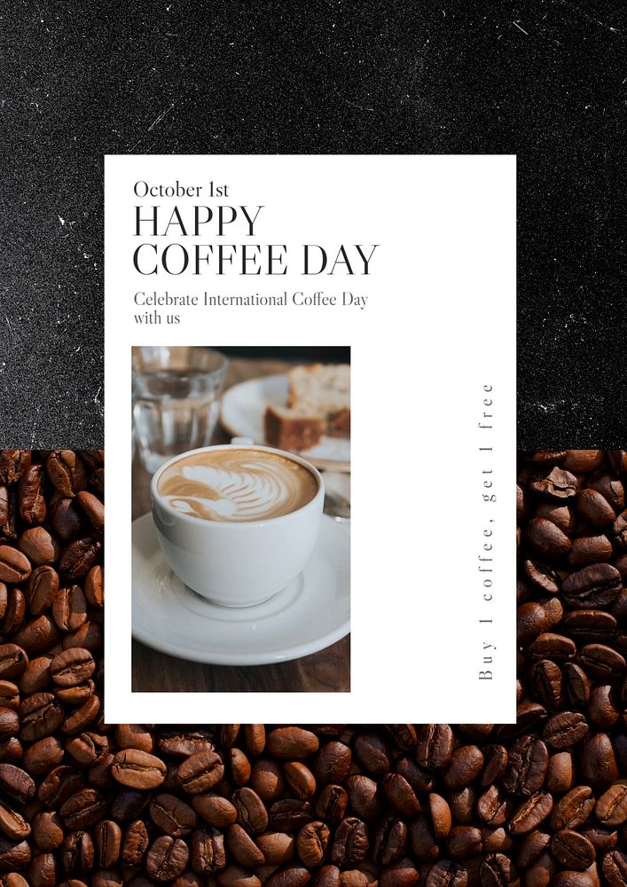 Happy coffee day  poster template, editable text and design