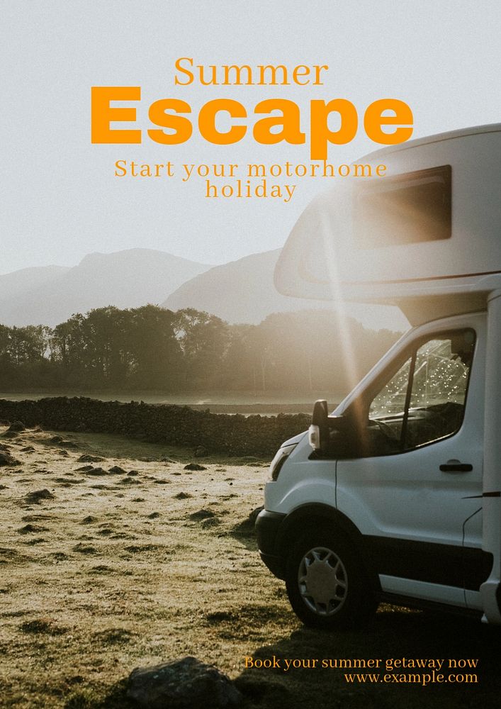 Summer escape poster template, editable text and design