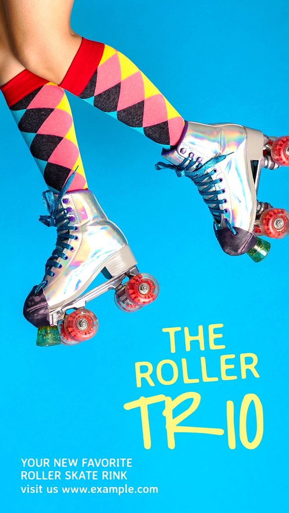 Roller skate rink Instagram story template, editable text