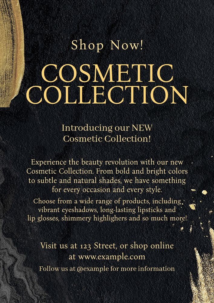 Cosmetic collection poster template, editable text and design