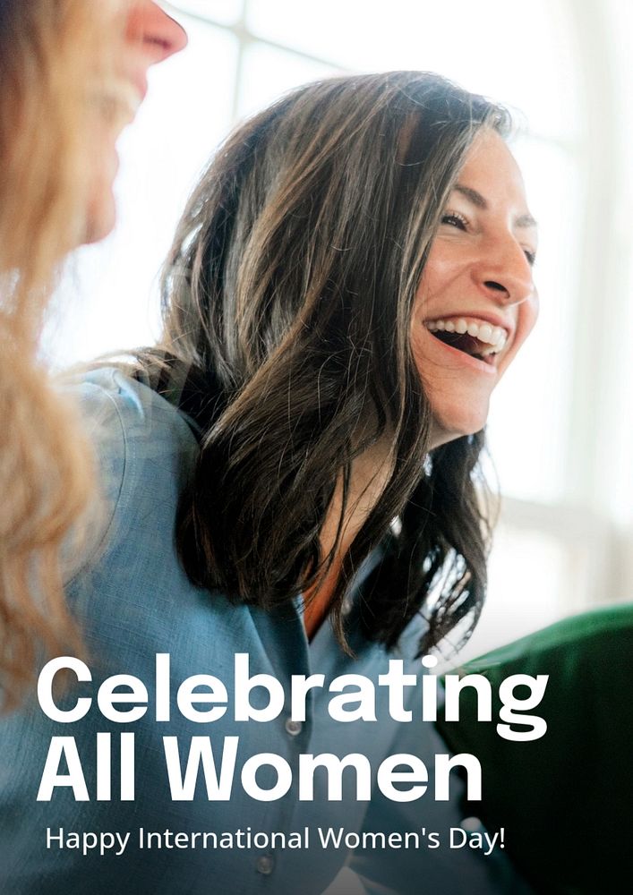 Celebrating all women poster template, editable text and design