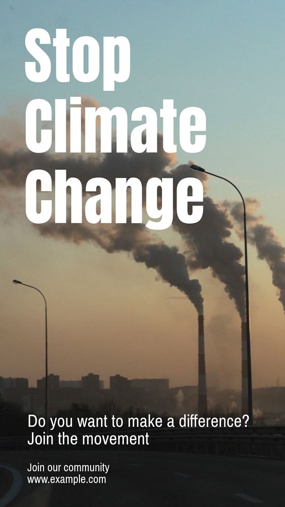 Stop climate change Instagram story template, editable text