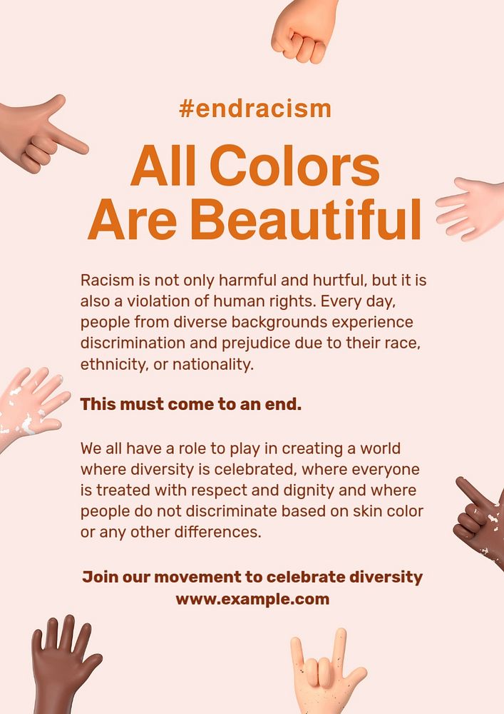 End racism poster template, editable text and design