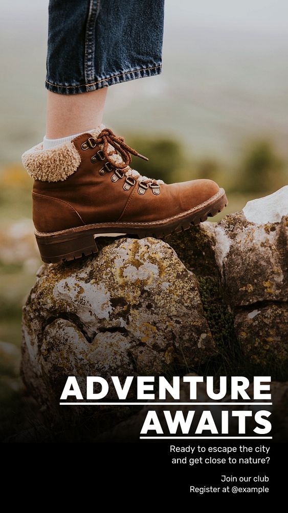 Camping & adventure club Instagram story template, editable text