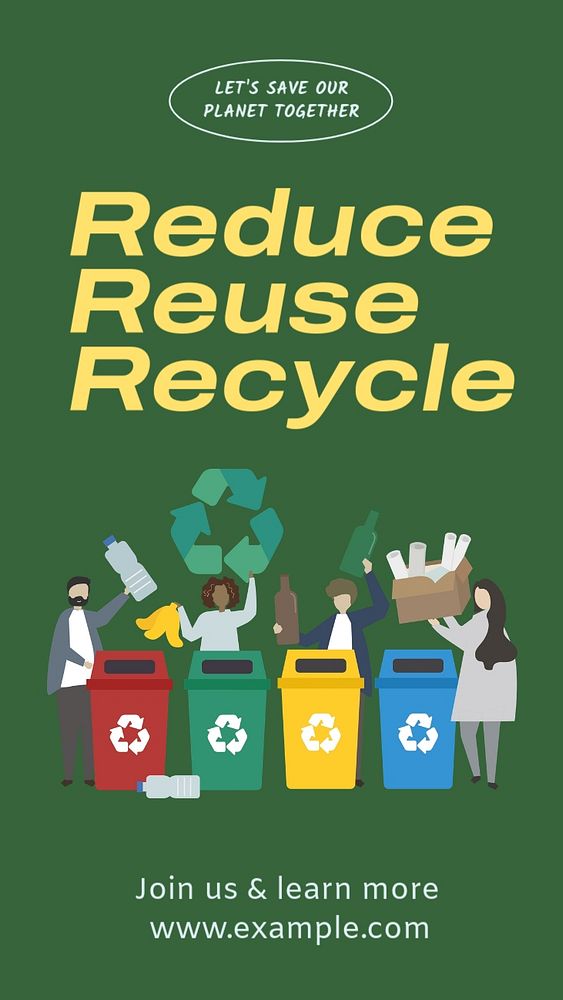 Reduce reuse recycle  Instagram story template, editable text