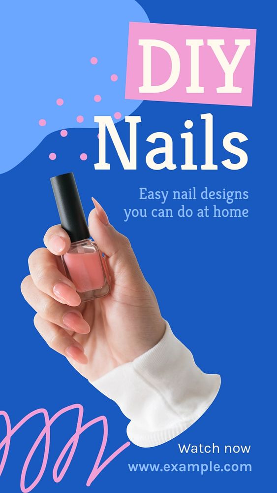 DIY nails  Instagram story template, editable text