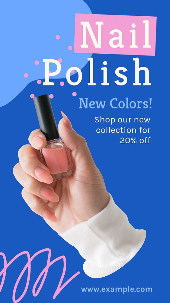 Nail polish  Instagram story template, editable text