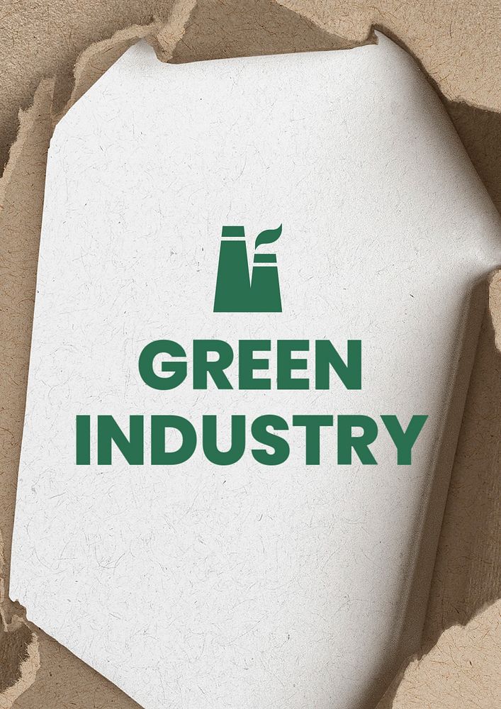 Green industry poster template, editable text and design