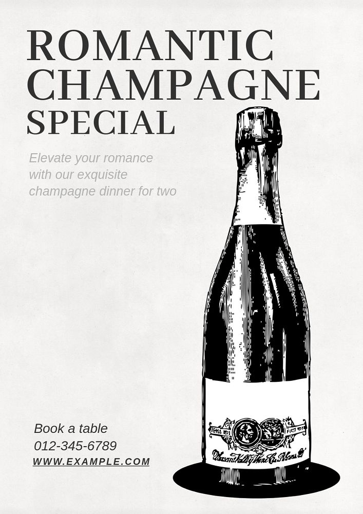 Champagne special poster template, editable text and design