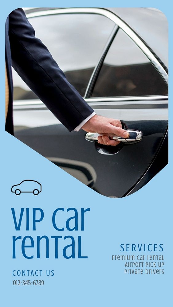 Vip car rental  Instagram story template, editable text