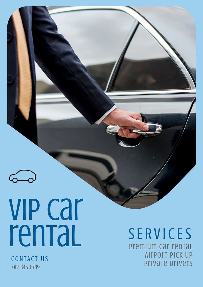 Vip car rental  poster template, editable text and design