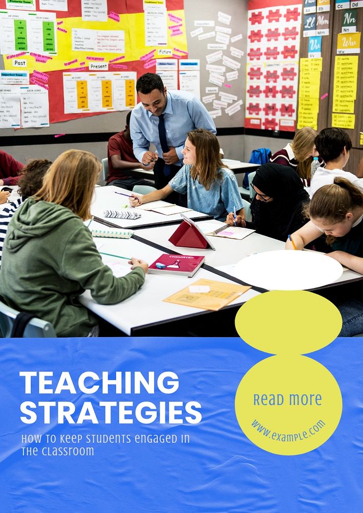 Teaching strategies  poster template, editable text and design