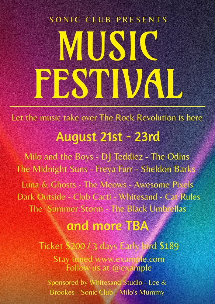 Music festival poster template, editable text and design