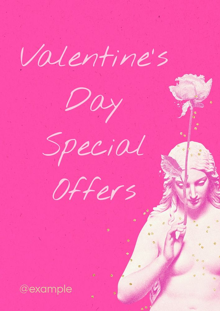 Valentine's offer poster template, editable text and design