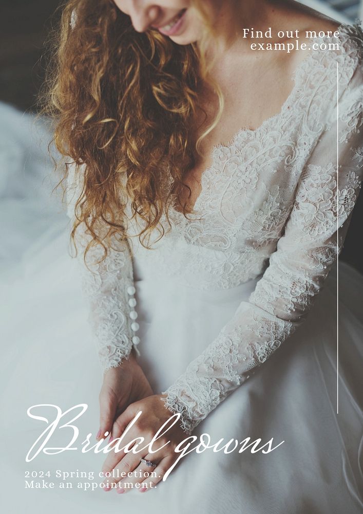 Bridal gowns poster template, editable text and design