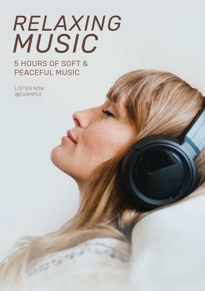 Relaxing music poster template, editable text and design
