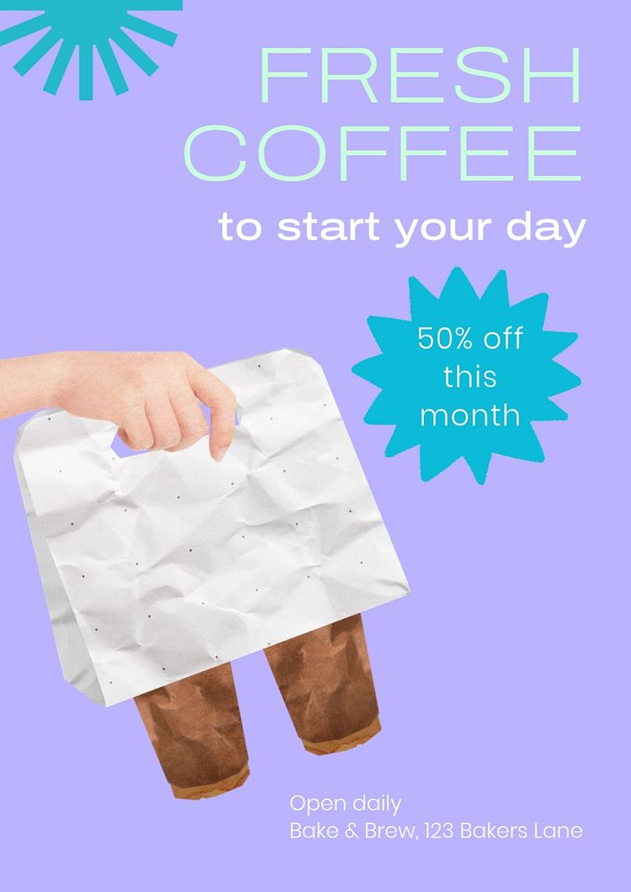 Fresh coffee  poster template, editable text and design