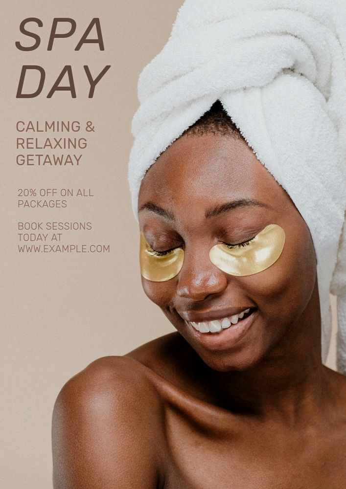 Spa day poster template, editable text and design