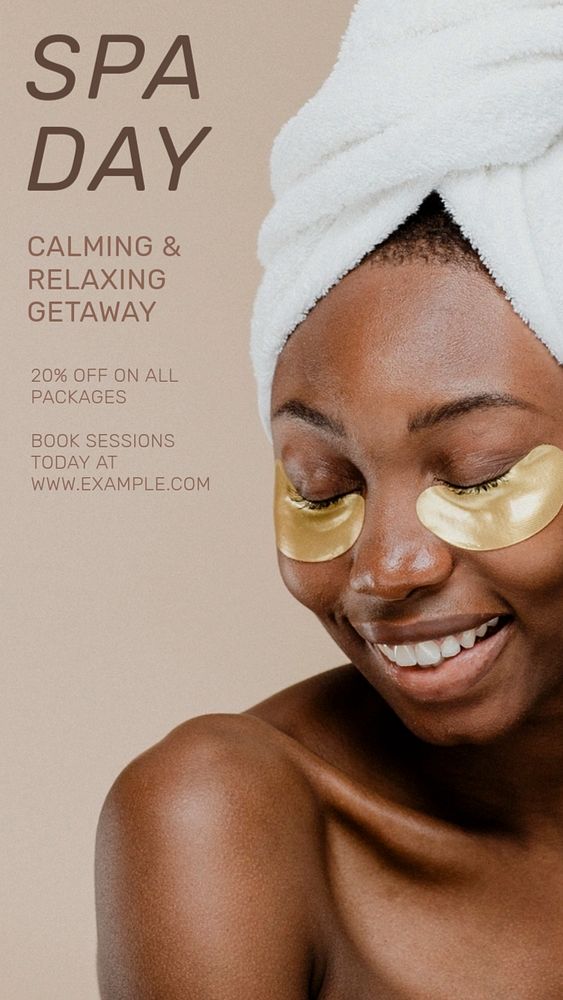 Spa day Instagram story template, editable text