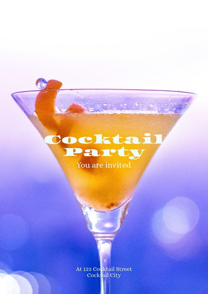 Cocktail party poster template, editable text and design