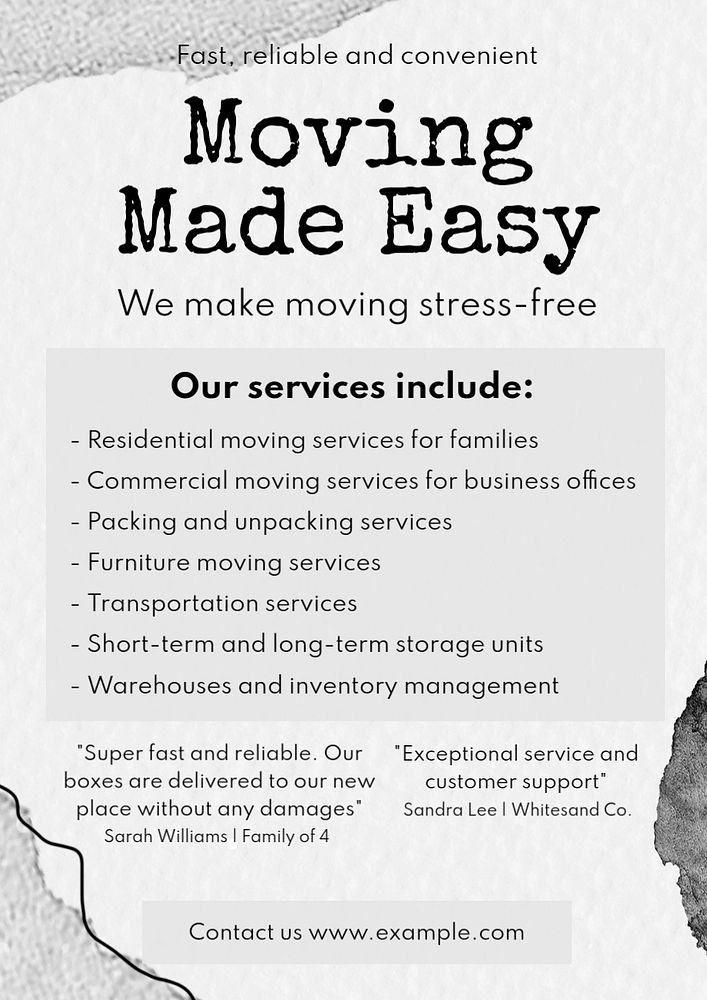 Moving service poster template, editable text