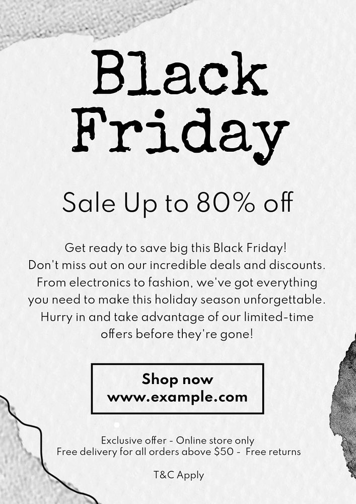 Black Friday poster template, editable text