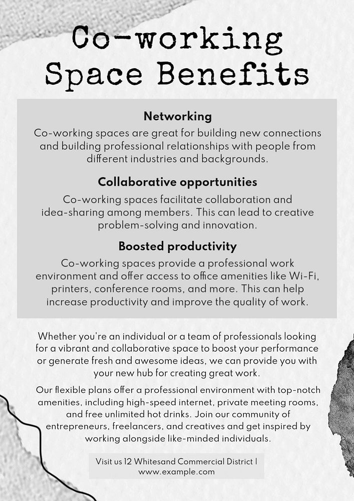 Co-working space poster template, editable text