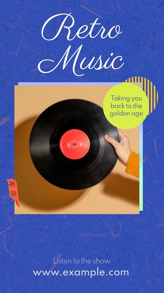 Retro music  Instagram story template, editable text