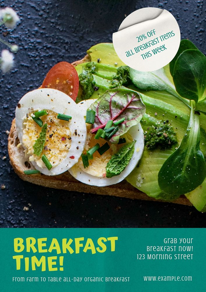 All-day breakfast  poster template, editable text and design